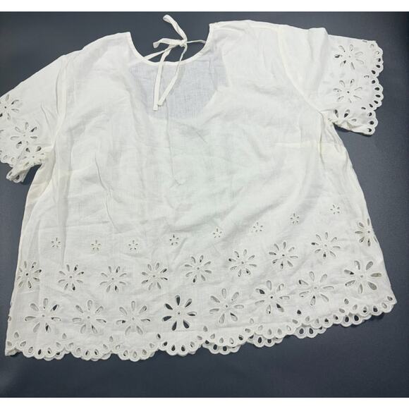 Madewell NWT Floral Eyelet Crop Top In‎ Lighthouse in Size 1X & 3X MSRP $92 - Picture 3 of 7